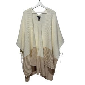 Do Everything in Love Cream Knit Poncho with stipes one size